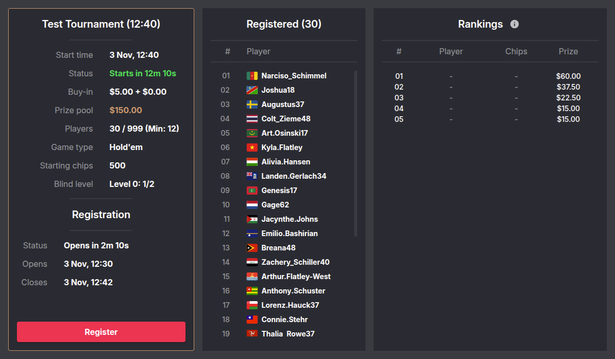 Poker Client Tourney